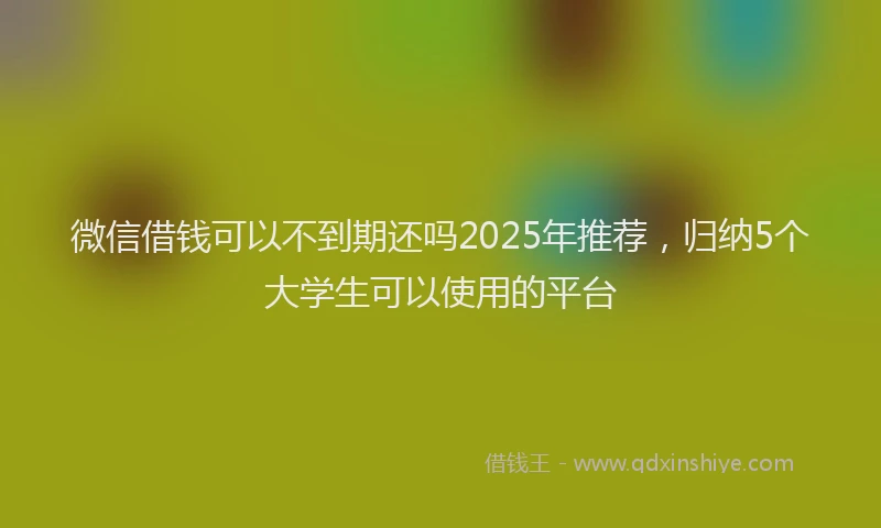 微信借钱可以不到期还吗2025年推荐，归纳5个大学生可以使用的平台