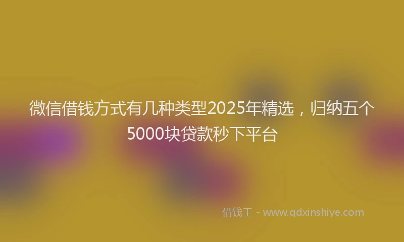 微信借钱方式有几种类型2025年精选，归纳五个5000块贷款秒下平台