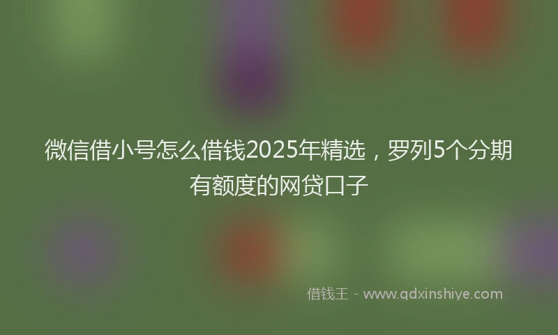 微信借小号怎么借钱2025年精选，罗列5个分期有额度的网贷口子