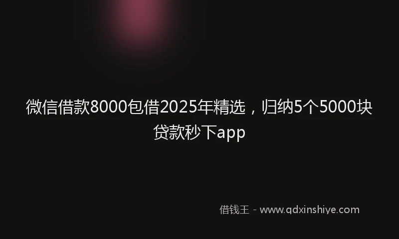 微信借款8000包借2025年精选，归纳5个5000块贷款秒下app