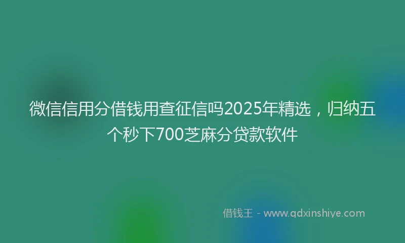 微信信用分借钱用查征信吗2025年精选，归纳五个秒下700芝麻分贷款软件