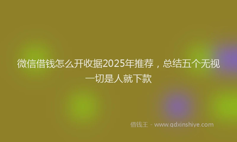 微信借钱怎么开收据2025年推荐，总结五个无视一切是人就下款