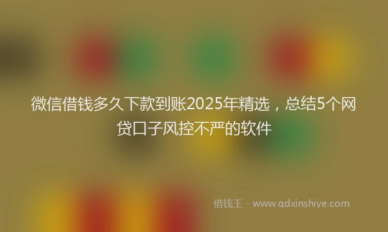 微信借钱多久下款到账2025年精选，总结5个网贷口子风控不严的软件