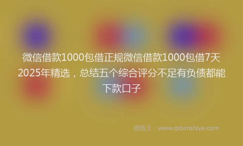 微信借款1000包借正规微信借款1000包借7天2025年精选，总结五个综合评分不足有负债都能下款口子