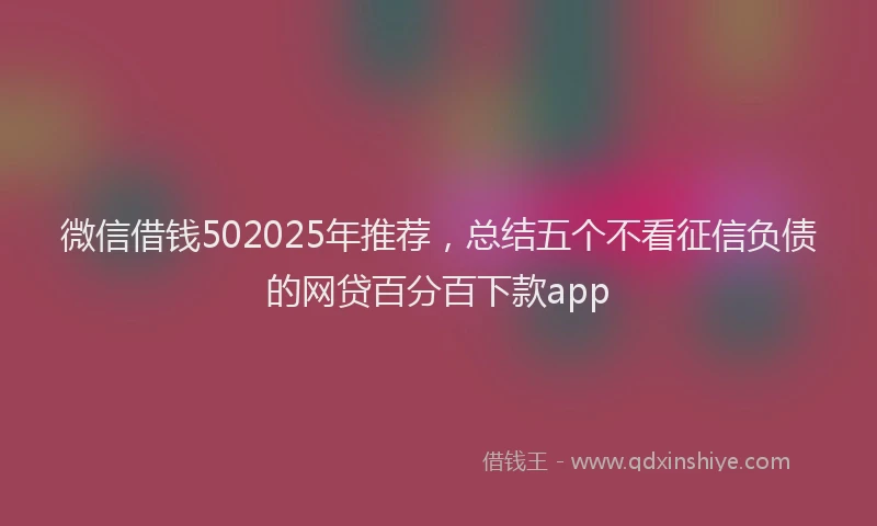 微信借钱502025年推荐，总结五个不看征信负债的网贷百分百下款app