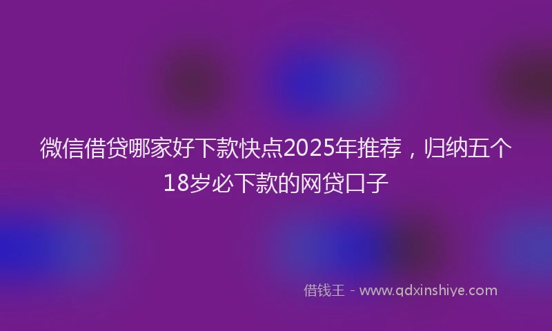 微信借贷哪家好下款快点2025年推荐，归纳五个18岁必下款的网贷口子