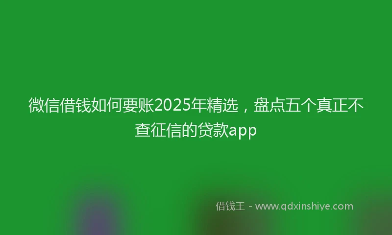 微信借钱如何要账2025年精选，盘点五个真正不查征信的贷款app