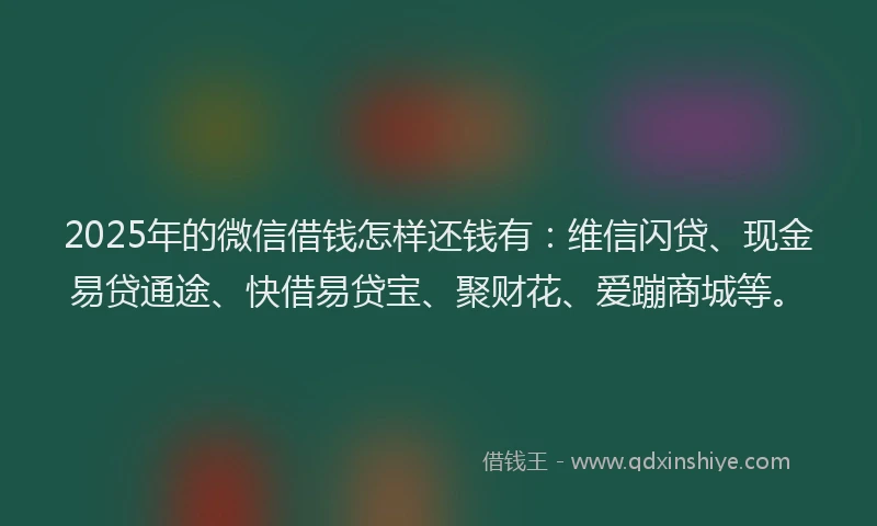2025年的微信借钱怎样还钱有：维信闪贷、现金易贷通途、快借易贷宝、聚财花、爱蹦商城等。