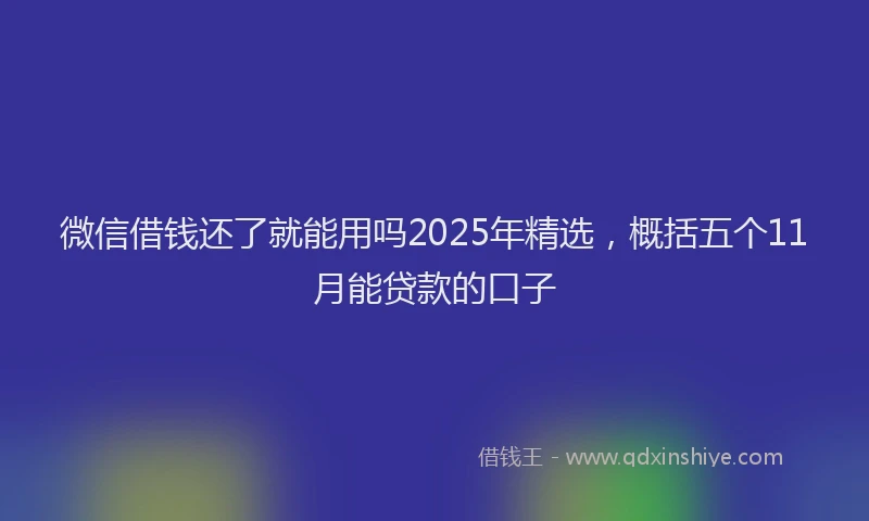 微信借钱还了就能用吗2025年精选，概括五个11月能贷款的口子