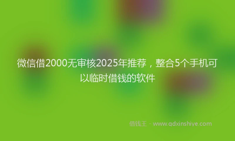微信借2000无审核2025年推荐，整合5个手机可以临时借钱的软件
