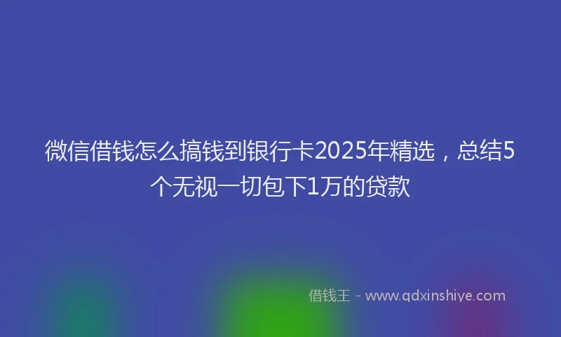 微信借钱怎么搞钱到银行卡2025年精选，总结5个无视一切包下1万的贷款