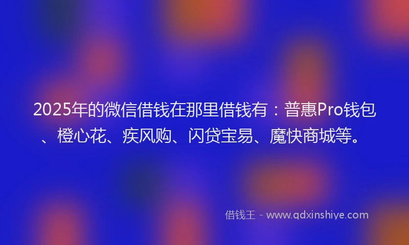 2025年的微信借钱在那里借钱有：普惠Pro钱包、橙心花、疾风购、闪贷宝易、魔快商城等。