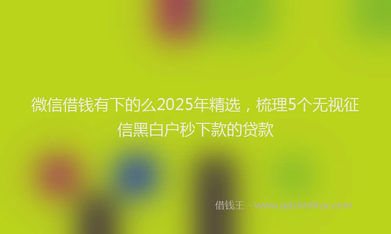 微信借钱有下的么2025年精选，梳理5个无视征信黑白户秒下款的贷款