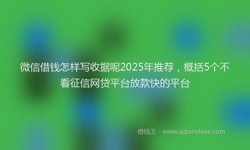 微信借钱怎样写收据呢2025年推荐，概括5个不看征信网贷平台放款快的平台
