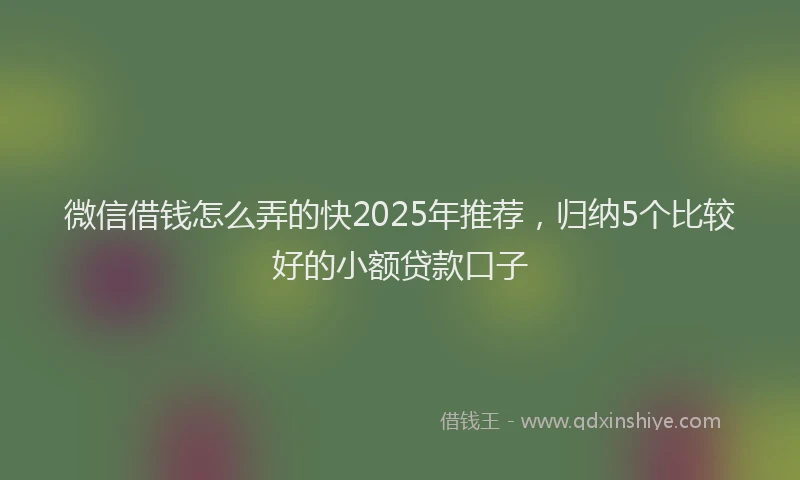 微信借钱怎么弄的快2025年推荐，归纳5个比较好的小额贷款口子