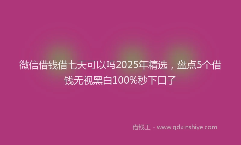 微信借钱借七天可以吗2025年精选，盘点5个借钱无视黑白100%秒下口子