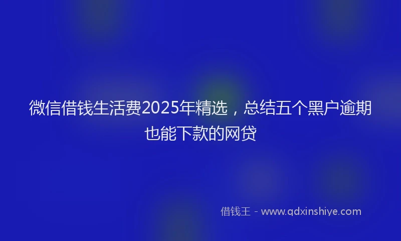 微信借钱生活费2025年精选，总结五个黑户逾期也能下款的网贷