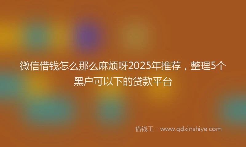 微信借钱怎么那么麻烦呀2025年推荐，整理5个黑户可以下的贷款平台