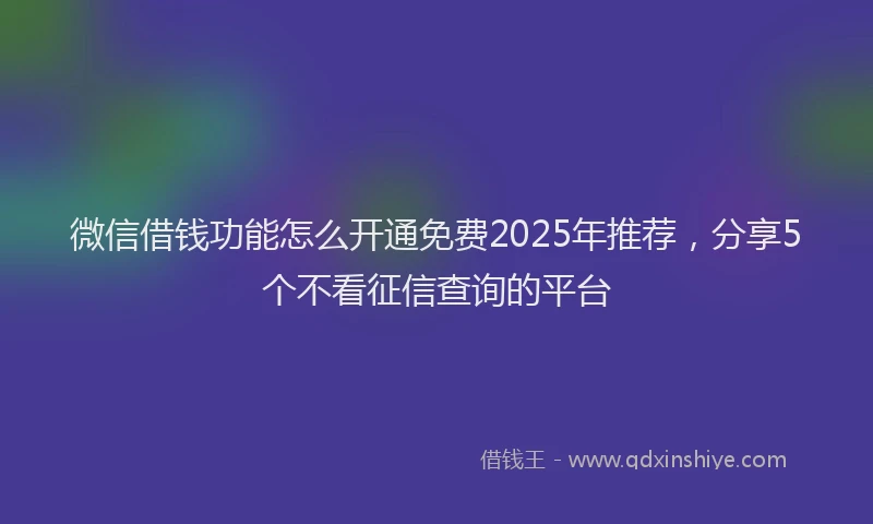 微信借钱功能怎么开通免费2025年推荐，分享5个不看征信查询的平台