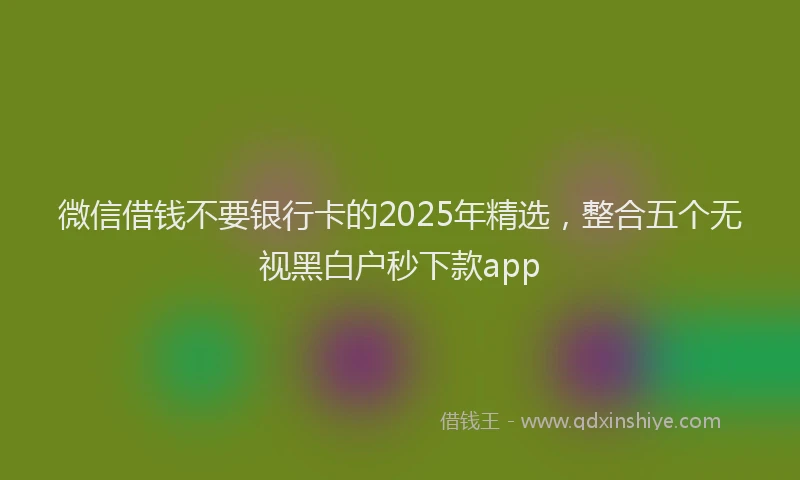 微信借钱不要银行卡的2025年精选，整合五个无视黑白户秒下款app