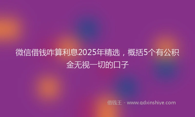 微信借钱咋算利息2025年精选，概括5个有公积金无视一切的口子
