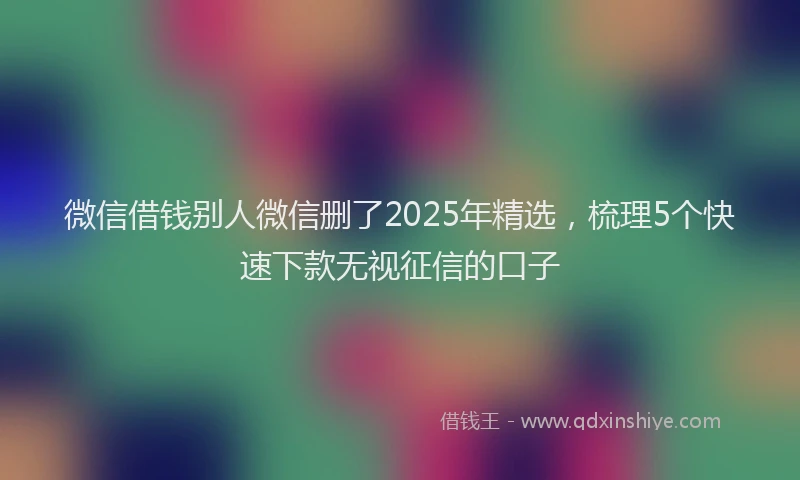 微信借钱别人微信删了2025年精选，梳理5个快速下款无视征信的口子