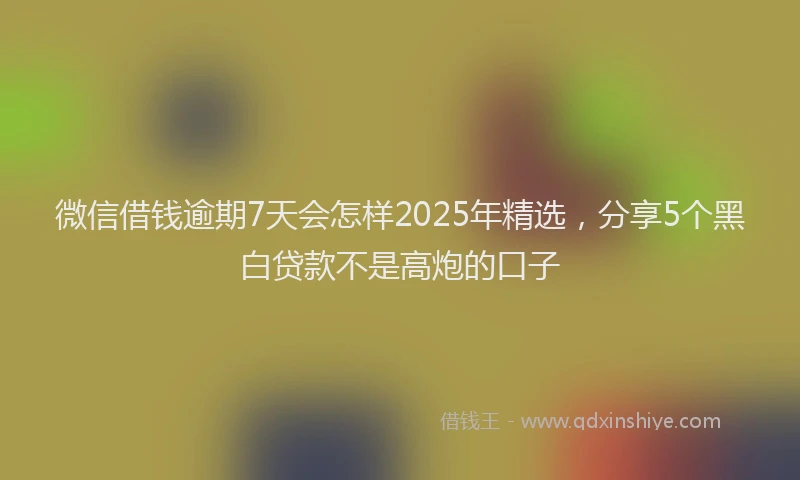 微信借钱逾期7天会怎样2025年精选，分享5个黑白贷款不是高炮的口子