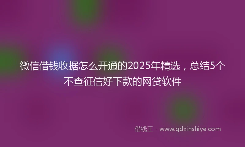 微信借钱收据怎么开通的2025年精选，总结5个不查征信好下款的网贷软件