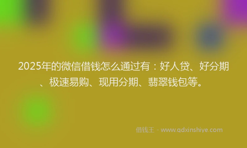 2025年的微信借钱怎么通过有：好人贷、好分期、极速易购、现用分期、翡翠钱包等。