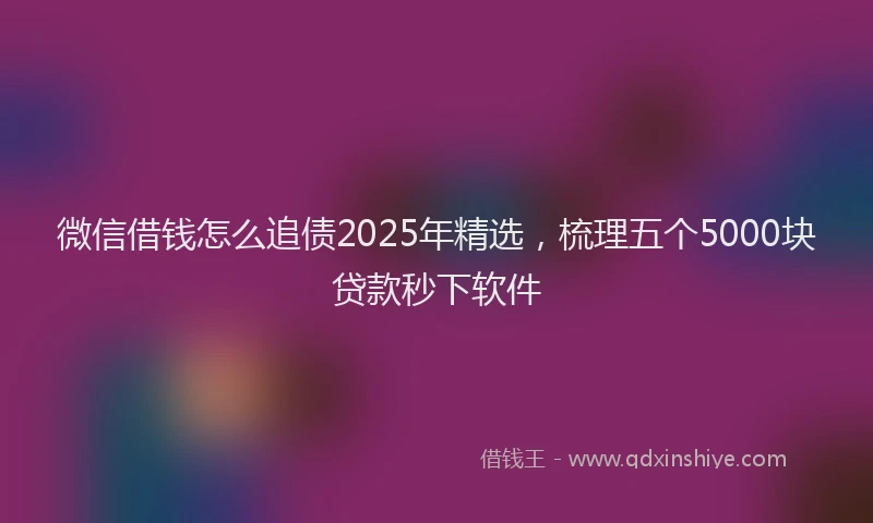 微信借钱怎么追债2025年精选，梳理五个5000块贷款秒下软件
