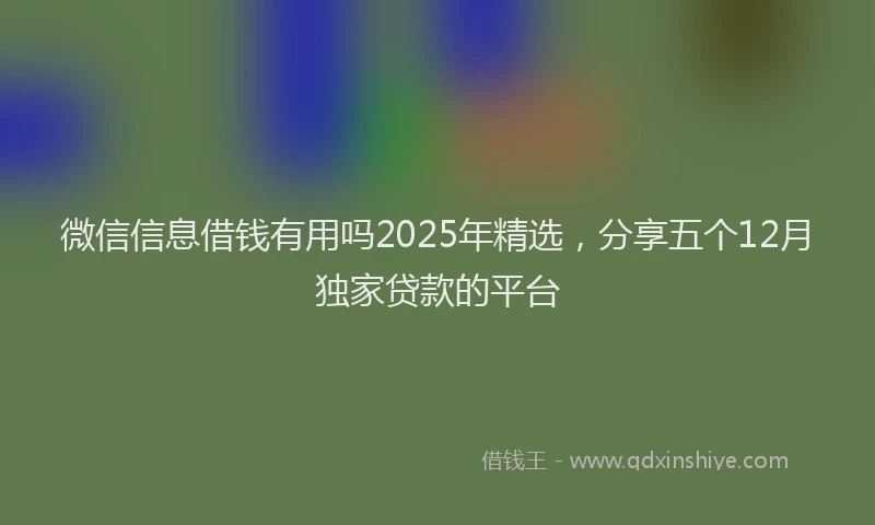 微信信息借钱有用吗2025年精选，分享五个12月独家贷款的平台
