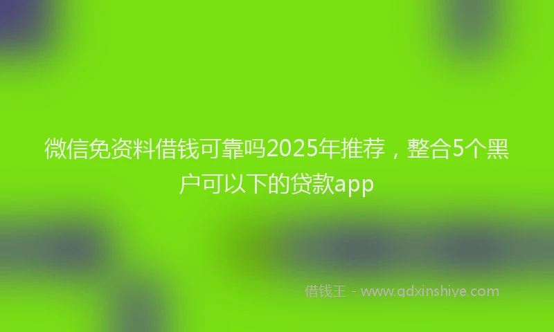 微信免资料借钱可靠吗2025年推荐，整合5个黑户可以下的贷款app