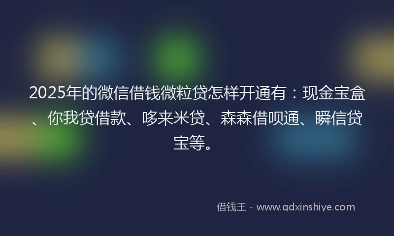 2025年的微信借钱微粒贷怎样开通有：现金宝盒、你我贷借款、哆来米贷、森森借呗通、瞬信贷宝等。