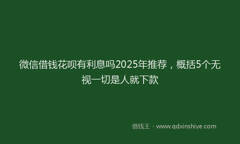 微信借钱花呗有利息吗2025年推荐，概括5个无视一切是人就下款