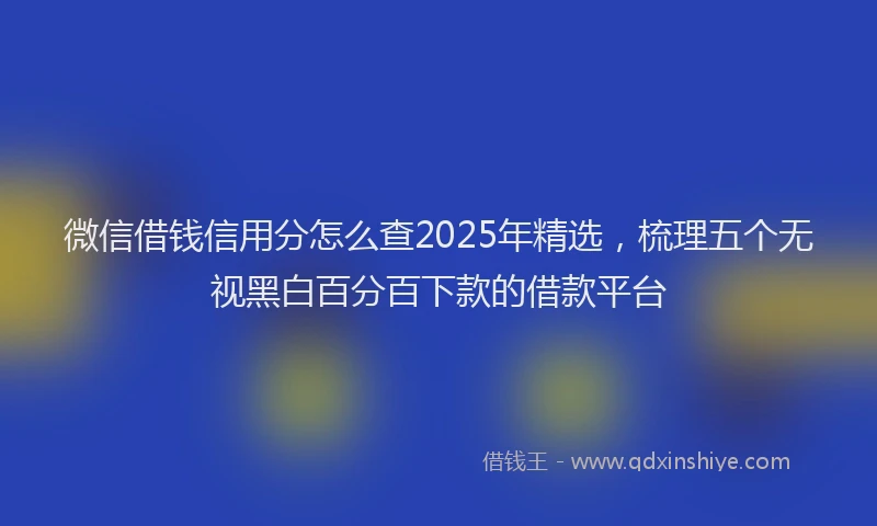 微信借钱信用分怎么查2025年精选，梳理五个无视黑白百分百下款的借款平台