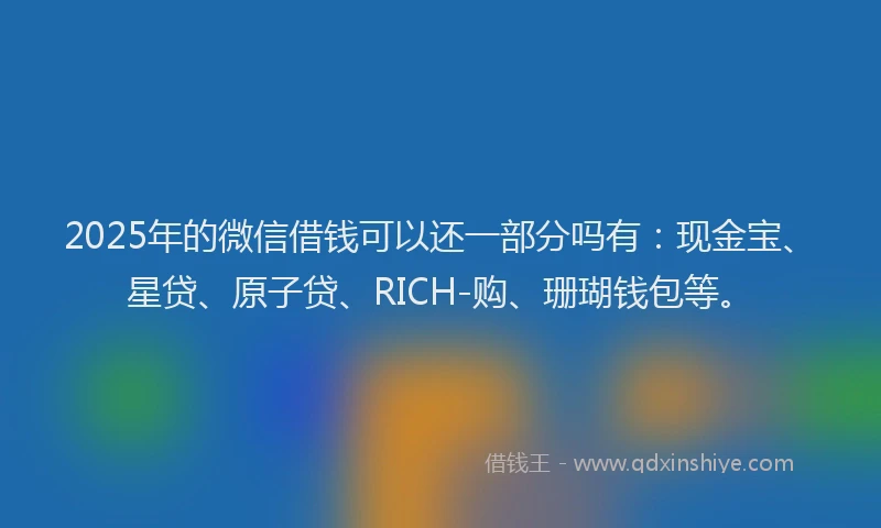 2025年的微信借钱可以还一部分吗有：现金宝、星贷、原子贷、RICH-购、珊瑚钱包等。