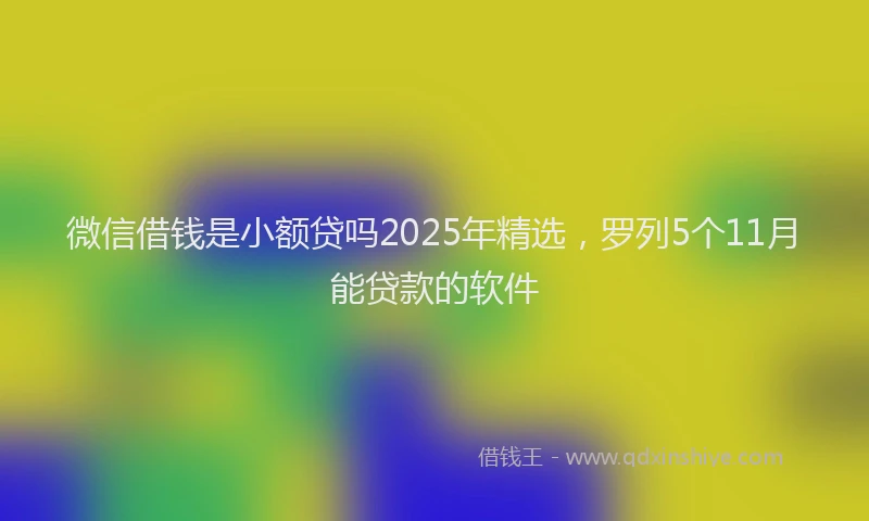 微信借钱是小额贷吗2025年精选，罗列5个11月能贷款的软件