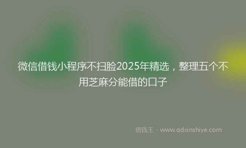 微信借钱小程序不扫脸2025年精选，整理五个不用芝麻分能借的口子