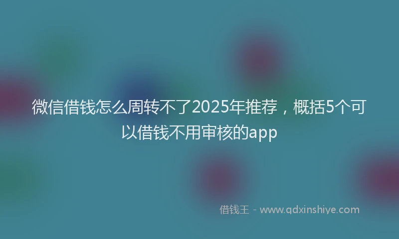 微信借钱怎么周转不了2025年推荐，概括5个可以借钱不用审核的app