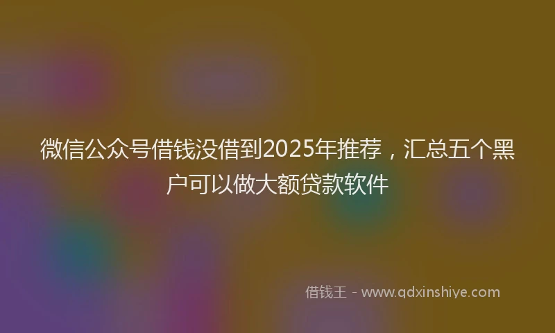 微信公众号借钱没借到2025年推荐，汇总五个黑户可以做大额贷款软件