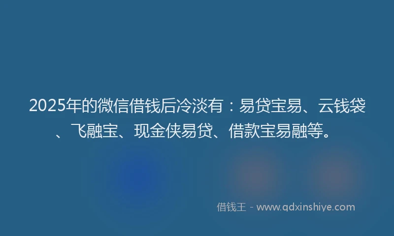 2025年的微信借钱后冷淡有：易贷宝易、云钱袋、飞融宝、现金侠易贷、借款宝易融等。