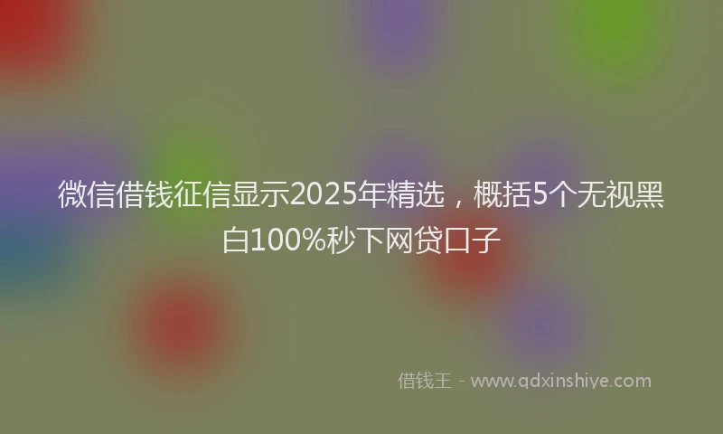 微信借钱征信显示2025年精选，概括5个无视黑白100%秒下网贷口子