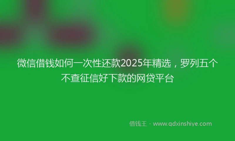 微信借钱如何一次性还款2025年精选，罗列五个不查征信好下款的网贷平台