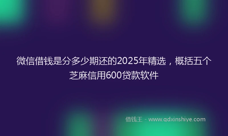 微信借钱是分多少期还的2025年精选，概括五个芝麻信用600贷款软件