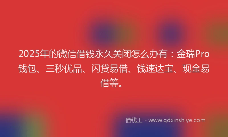 2025年的微信借钱永久关闭怎么办有：金瑞Pro钱包、三秒优品、闪贷易借、钱速达宝、现金易借等。