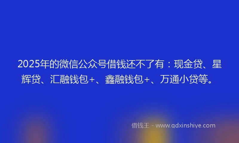 2025年的微信公众号借钱还不了有：现金贷、星辉贷、汇融钱包+、鑫融钱包+、万通小贷等。
