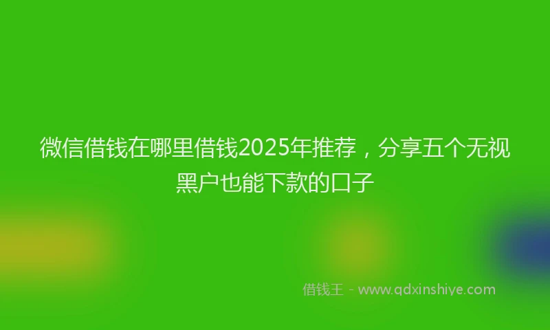 微信借钱在哪里借钱2025年推荐，分享五个无视黑户也能下款的口子