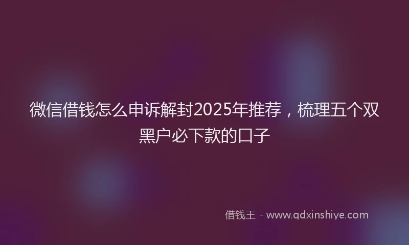 微信借钱怎么申诉解封2025年推荐，梳理五个双黑户必下款的口子