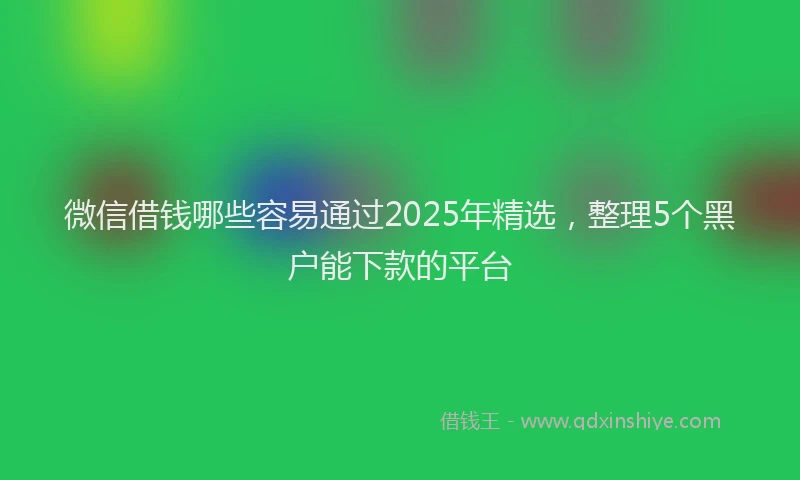 微信借钱哪些容易通过2025年精选，整理5个黑户能下款的平台