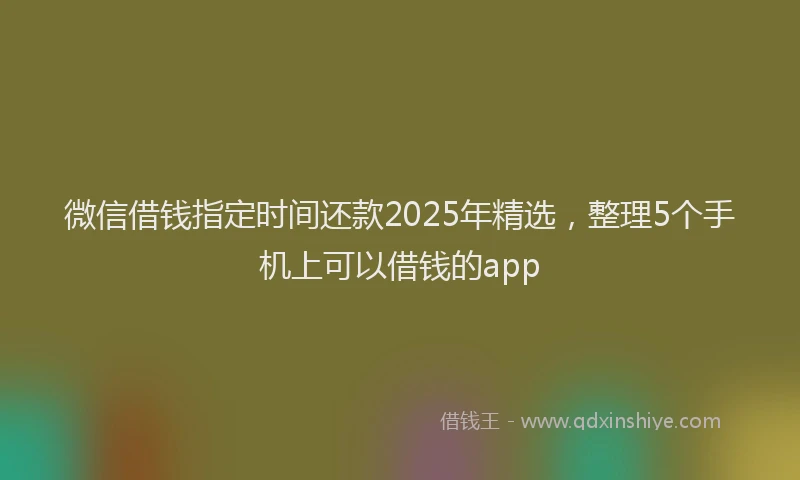 微信借钱指定时间还款2025年精选，整理5个手机上可以借钱的app